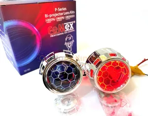Femex Bi-Xenon 2.5 Inç Mercek Kırmızı Bal Petek Desenli H1 Uyumlu - Femex