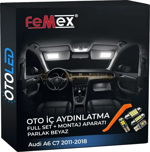 Audi A6 C7 i̇ç aydınlatma seti led ampulü - Audi A6 C7 2011-2018 LED Iç Aydınlatma Seti