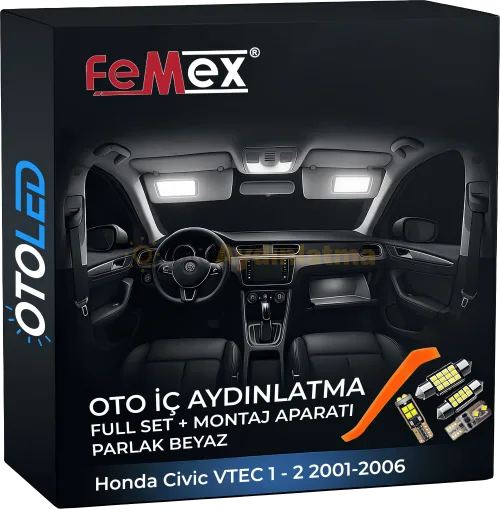 Honda Civic VTEC 2 i̇ç aydınlatma seti led ampulü - Honda Civic VTEC 2001-2006 LED Iç Aydınlatma Seti