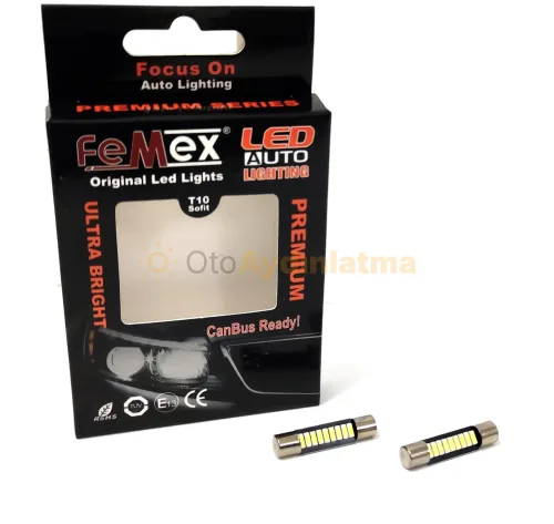 Volvo S40 2 makyaj aynası aydınlatma led ampulü - Femex 28MM Sofit LED Ampul Platinum - C5W 9SMD 4014 Chip