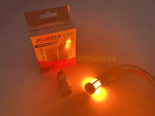 Volkswagen Touareg 2 Makyajlı gündüz farı led ampulü - Femex Amber Fanlı LED Sinyal Ampulü T20 - W21W Koyu Turuncu