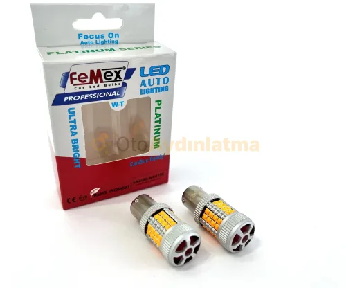 Opel Combo B led sinyal ampulü - Femex Amber Fanlı LED Sinyal Ampulü PY21W - 1156 BAU15S 150° Koyu Turuncu