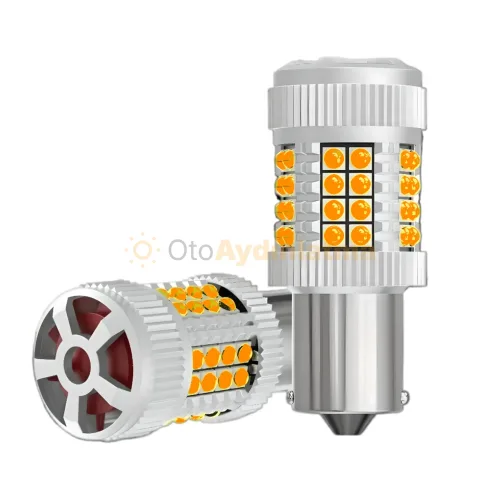 Opel Combo B led sinyal ampulü - Femex Amber Fanlı LED Sinyal Ampulü PY21W - 1156 BAU15S 150° Koyu Turuncu