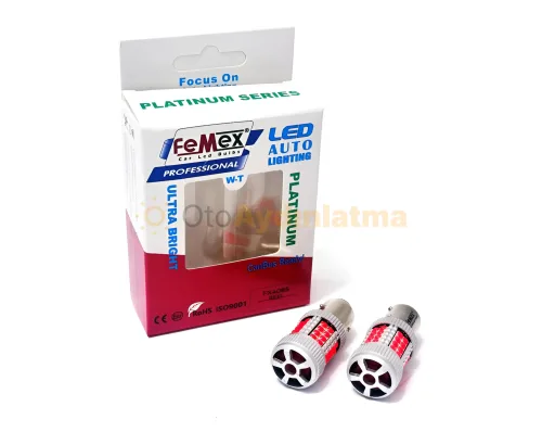 Fiat Ulysse stop / fren led ampulü - Femex Fanlı LED Stop Ampulü P21W/5W - 1157 BAY15D Koyu Kırmızı
