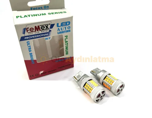 Volkswagen Touareg 2 Makyajlı gündüz farı led ampulü - Femex Amber Fanlı LED Sinyal Ampulü T20 - W21W Koyu Turuncu