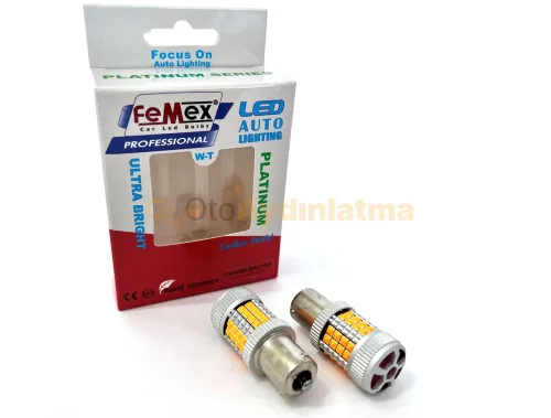Opel Combo B led sinyal ampulü - Femex Amber Fanlı LED Sinyal Ampulü PY21W - 1156 BAU15S 150° Koyu Turuncu