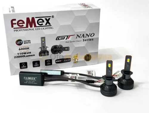 Hyundai Matrix led uzun far ampulü - Femex GT Nano Pro H1 LED Xenon 22000 Lümen 7535 CSP Chipset