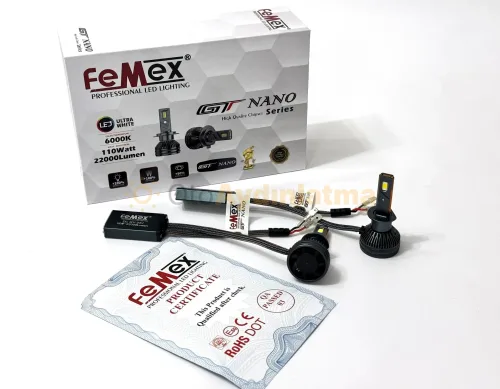 Hyundai Matrix led uzun far ampulü - Femex GT Nano Pro H1 LED Xenon 22000 Lümen 7535 CSP Chipset