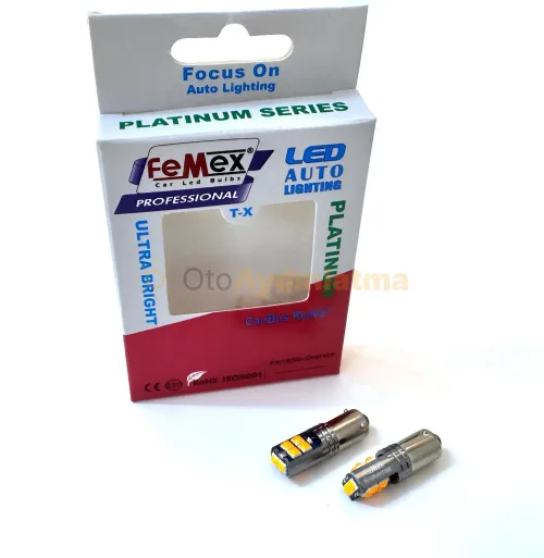 Alfa Romeo 147 led ön park ampulü - Femex H21W LED Ampul Platinum - BAY9S 10SMD 3030 Chip Turuncu