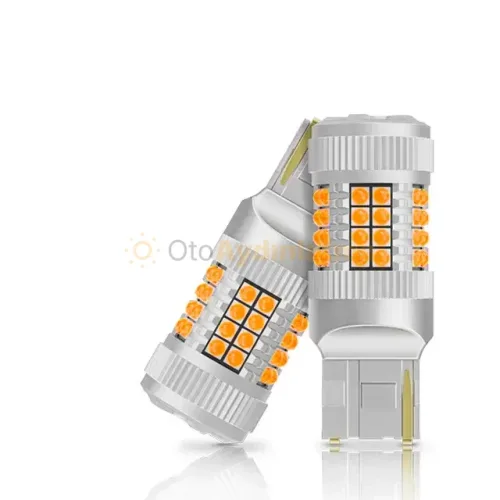 Volkswagen Touareg 2 Makyajlı gündüz farı led ampulü - Femex Amber Fanlı LED Sinyal Ampulü T20 - W21W Koyu Turuncu