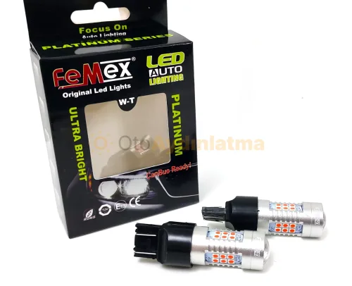 Mazda 3 led sis farı ampulü - Femex T20 LED Ampul Platinum - W21W 21SMD 3030 Chip Kırmızı