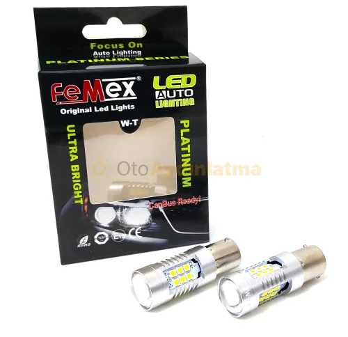 Kia Soul gündüz farı led ampulü - Femex P21W Çift Duy LED Ampul Platinum 1157 Tip 21SMD 3030 Chip Beyaz