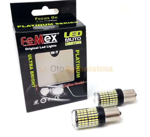 BMW 3 Serisi E90 led geri vites ampulü - Femex P21W Tek Duy LED Ampul Platinum 93 Tip 144SMD 3030 Chip Beyaz