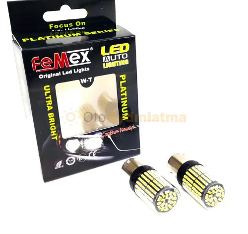 BMW 3 Serisi E90 led geri vites ampulü - Femex P21W Tek Duy LED Ampul Platinum 93 Tip 144SMD 3030 Chip Beyaz