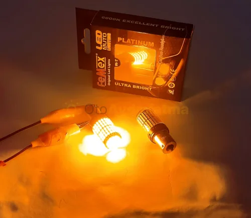 Audi A8 D3 gündüz farı led ampulü - Femex P21W Tek Duy LED Ampul Platinum 93 Tip 144SMD 4014 Chip Turuncu