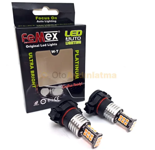Opel Astra J Makyajlı led sinyal ampulü - Femex PSY24W LED Ampul Platinum 24SMD 3030 Chip Turuncu
