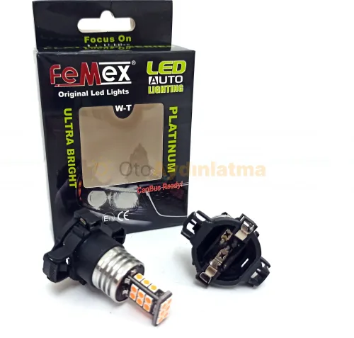 Renault Clio 4 led sinyal ampulü - Femex PY24W LED Ampul Platinum 24SMD 3030 Chip Turuncu