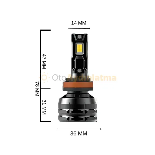 Nissan Note E11 led sis farı ampulü - Femex Super More H8 LED Xenon 28000 Lümen 7545 CSP Chipset