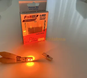Femex T10 LED Ampul Platinum - W5W 4SMD 3030 Chip Turuncu - Femex
