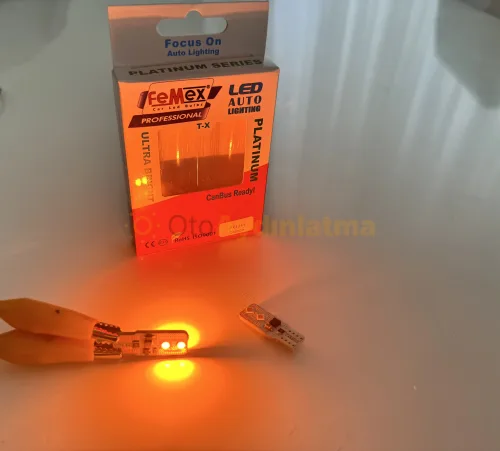 Volvo XC70 2 led ön park ampulü - Femex T10 LED Ampul Platinum - W5W 4SMD 3030 Chip Turuncu