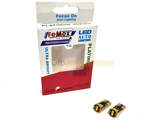 Volvo XC70 2 led ön park ampulü - Femex T10 LED Ampul Platinum - W5W 3SMD CSP Chipset Turuncu