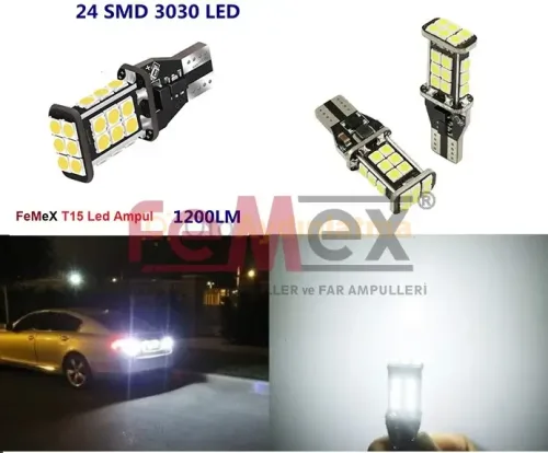 Audi A6 C6.5 led geri vites ampulü - Femex T15 LED Ampul Platinum - W16W 24SMD 3030 Chip Beyaz