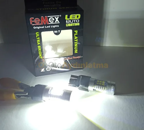 Volkswagen Touareg 2 Makyajlı gündüz farı led ampulü - Femex T20 LED Ampul Platinum - W21W 21SMD 3030 Chip Beyaz
