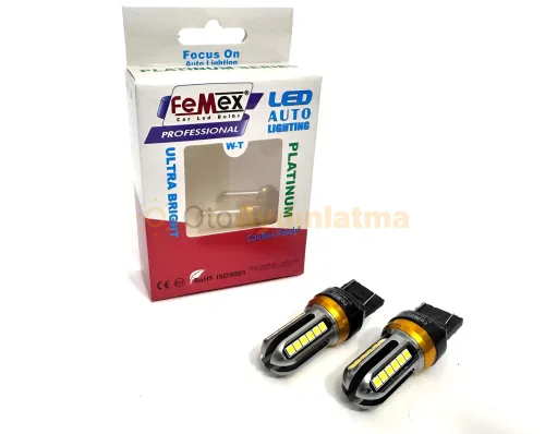 Volkswagen Touareg 2 Makyajlı gündüz farı led ampulü - Femex T20 LED Ampul Platinum - W21W Tek Duy / Çift Duy 3030 Chip Beyaz