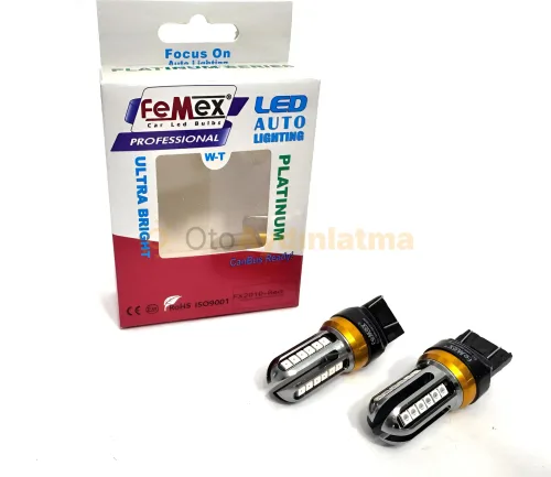 Mazda 3 led sis farı ampulü - Femex T20 LED Ampul Platinum - W21W Tek Duy / Çift Duy 3030 Chip Kırmızı