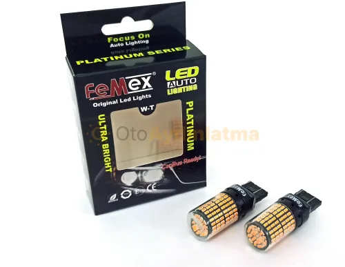 Volkswagen Touareg 2 Makyajlı gündüz farı led ampulü - Femex T20 LED Ampul Platinum - W21W 144SMD 4014 Chip Turuncu