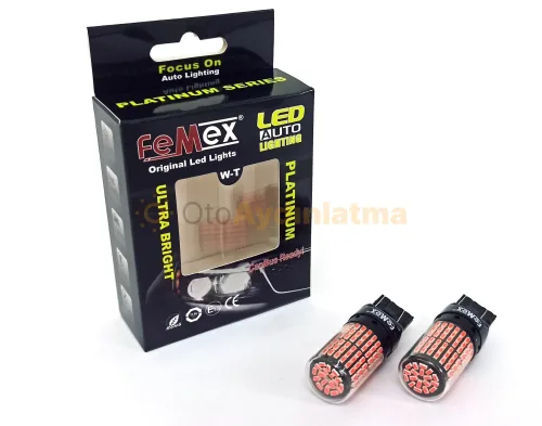 Mazda 3 led sis farı ampulü - Femex T20 LED Ampul Platinum- W21W 144SMD 4014 Chip Kırmızı