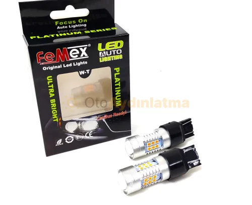 Volkswagen Touareg 2 Makyajlı gündüz farı led ampulü - Femex T20 LED Ampul Platinum - W21W 21SMD 3030 Chip Turuncu
