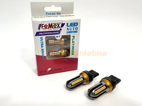 Volkswagen Touareg 2 Makyajlı gündüz farı led ampulü - Femex T20 LED Ampul Platinum - W21W Tek Duy / Çift Duy 3030 Chip Turuncu