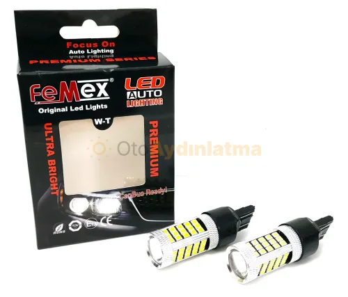 Volkswagen Touareg 2 Makyajlı gündüz farı led ampulü - Femex T20 LED Ampul Premium - W21W 66SMD 2835 Chip Beyaz