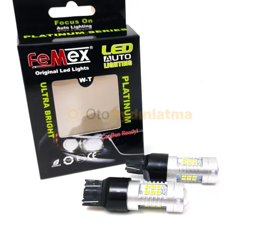 Volkswagen Touareg 2 Makyajlı gündüz farı led ampulü - Femex T20 LED Ampul Platinum - W21W 21SMD 3030 Chip Beyaz