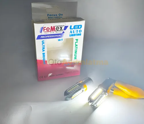 BMW 3 Serisi E90 led geri vites ampulü - Femex P21W Tek Duy LED Ampul Platinum 93 Tip 3030 Chip Beyaz