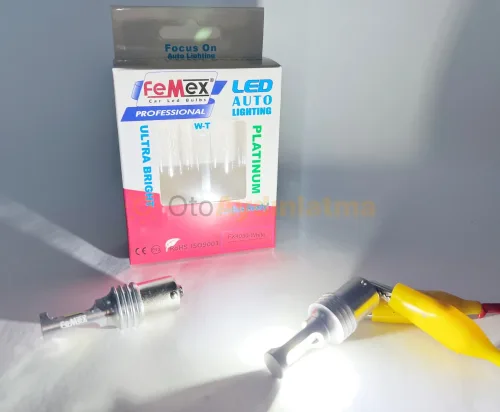 BMW 3 Serisi E90 led geri vites ampulü - Femex P21W Tek Duy LED Ampul Platinum 93 Tip CSP Chipset Beyaz