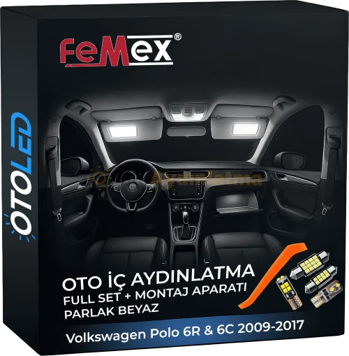 Volkswagen Polo 6C i̇ç aydınlatma seti led ampulü - Volkswagen Polo 6R & 6C 2009-2017 LED Iç Aydınlatma Seti