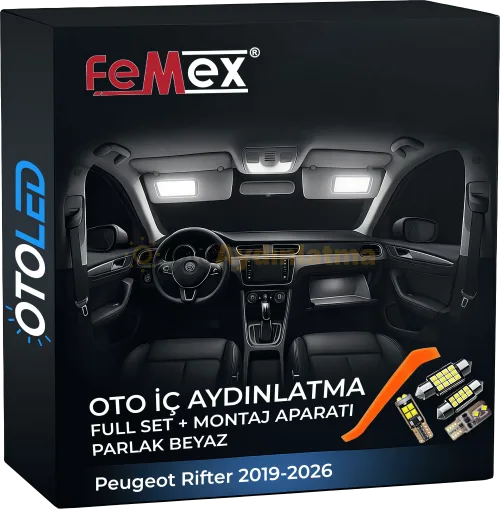 Peugeot Rifter i̇ç aydınlatma seti led ampulü - Peugeot Rifter 2019-2026 LED Iç Aydınlatma Seti