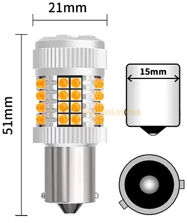 Opel Combo B led sinyal ampulü - Femex Amber Fanlı LED Sinyal Ampulü PY21W - 1156 BAU15S 150° Koyu Turuncu