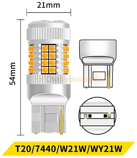 Volkswagen Touareg 2 Makyajlı gündüz farı led ampulü - Femex Amber Fanlı LED Sinyal Ampulü T20 - W21W Koyu Turuncu